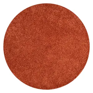 Soft Value Orange Terracotta Shaggy Area Rug 135x135cm