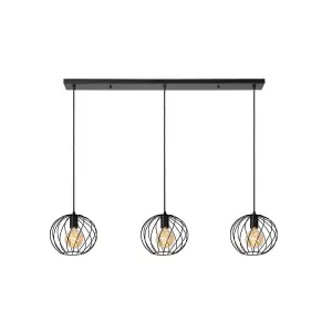 Lucide Danza Classic Bar Pendant Light - 3xE27 - Black