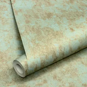 Galerie Julie Feels Home Teal Shimmery Plain Texture Wallpaper Roll