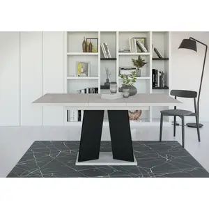 Extendable Dining Table Alekzander Light Grey/Black