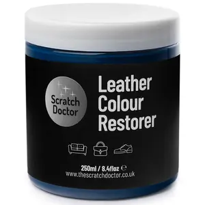 Scratch Doctor Leather Colour Restorer, Recolouring Balm for faded and worn leather 250ml Dark Blue