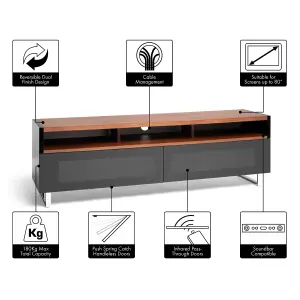 AVF Panorama Plus 1.6m TV Stand with Reversible Top & Soundbar Shelf  - Walnut & Black