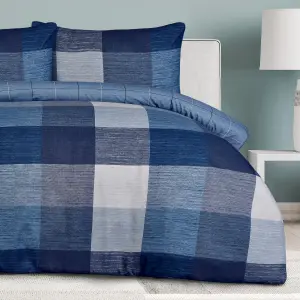 Smart Living Luxury Super Soft Easy Care Block Check Reversible Duvet Cover with Pillowcase