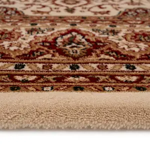 Red Cream Gold Classical Oriental Medallion Runner Rug 60cm x 240cm