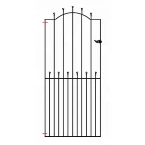 MANA Ball Top Tall Bow Top Metal Garden Gate 914mm GAP x 1930mm High MAZP32