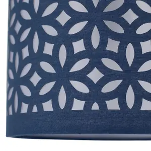 First Choice Lighting Navy Blue Laser Cut 15.5cm Table Lamp Shade