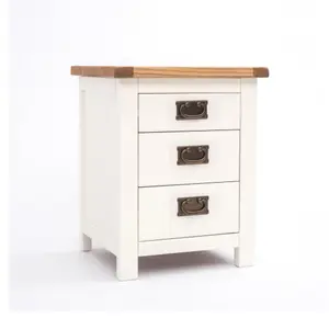 Lovere 3 Drawer Bedside Table Brass Drop Handle