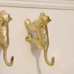 Melody Maison Set of 3 Gold Monkey Wall Hooks