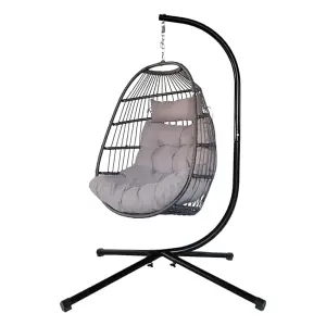 Alivio Hanging Egg Chair Basket Chair with Cushion Swing Egg Chair for Indoor Outdoor Patio Garden 202 x 129 x 68cm