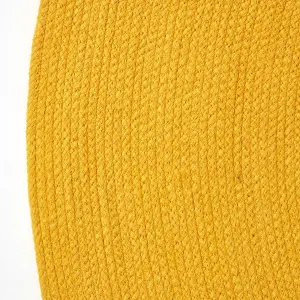 Homescapes Mustard Yellow Handmade Woven Braided Oval Rug, 90 x 150 cm