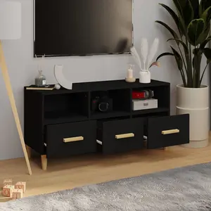 Berkfield TV Cabinet Black 102x36x50 cm Engineered Wood