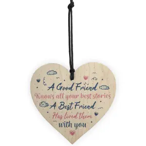 Red Ocean Best Friend Friendship Birthday Gift Handmade Wooden Chic Heart Plaque Sign Thank You Christmas Gift