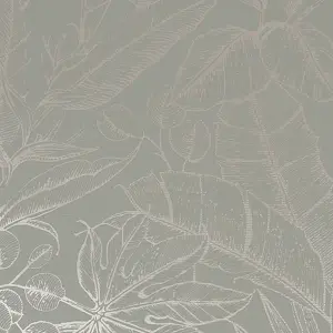 Boutique Green Metallic effect Leaf Textured Wallpaper