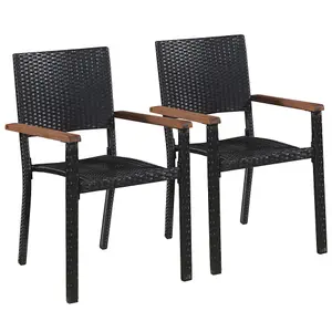 Berkfield Outdoor Chairs 2 pcs Poly Rattan Black