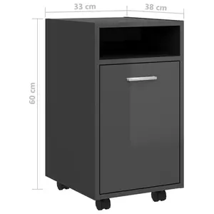 Makenzlie File Cabinet High Gloss Grey