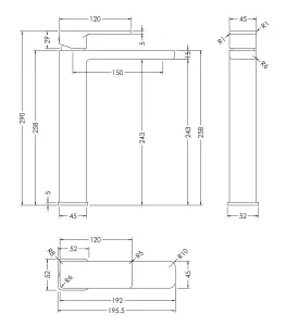 Square High-Rise Mono Basin Mixer Tap - Chrome