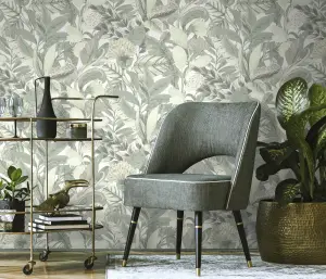 Paradise Floral - Green and Sliver by Elle Decoration Paste the Wall Vinyl