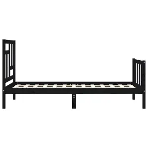 Berkfield Bed Frame with Headboard Black 90x200 cm Solid Wood