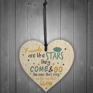 Red Ocean Friendship Gifts Friends Are Like Stars Handmade Hanging Wooden Heart Sign Birthday Keepsake Gift