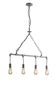 Luminosa Amarcord Pipe Effect Bar Ceiling Pendant, Zinc, E27