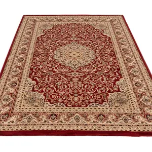 Gold Red Classical Oriental Medallion Area Rug 80cm x 150cm