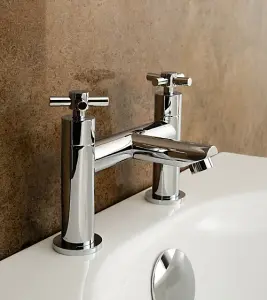 Nes Home Crox Traditional Freestanding Bath Filler Mixer Tap with Pipe Legs