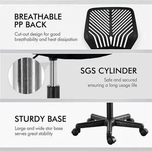 Yaheetech Ergonomic Armless Mesh Office Chair - Black