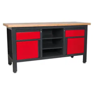 Sealey Work Station 2 Drawers 2 Cupboards & Open Storage 300kg Capacity AP1905A