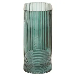 Interiors by Premier Large Green Glass Vase, Textured Glass Flower Vase, Embossed Green Modern Vase for Contemporary living rooms