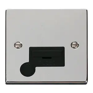 Polished Chrome 13A Fused Connection Unit With Flex - Black Trim - SE Home