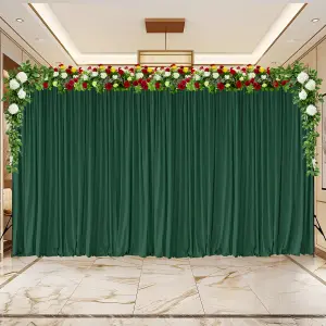 Green Velvet Backdrop Curtain Wrinkle-Free Polyester Fabric Background with Drapes, 3x6 Metres