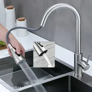 Stainless Steel Kitchen Sink Faucet with Extender and Sprayer