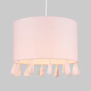 ValueLights Vivian Modern Pink Drum Tassel Living Room Bedroom Hallway Ceiling Pendant Light Shade