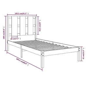 Berkfield Bed Frame Black Solid Wood Pine 100x200 cm