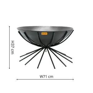 Outdoor Metal Dakota Fire Pit in Black H37Cm W71Cm