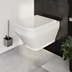 GoodHome Teesta White Square Soft close Toilet seat