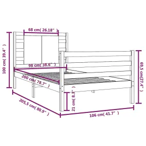 Berkfield Bed Frame White Solid Wood Pine 100x200 cm