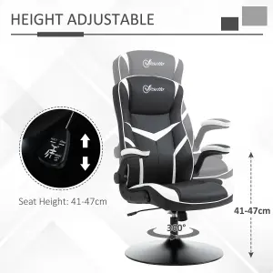 Vinsetto Gaming Chair Ergonomic Computer with Adjustable Height Pedestal Base, Home Office Desk Black and White