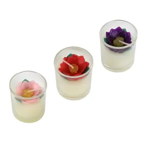 Votive Candles Unscented Lotus Flower Themed Set of 3 by Laeto Ageless Aromatherapy - FREE DELIVERY INCLUDED