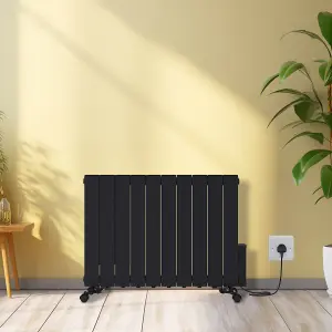 Rinse Bathrooms 1800W Smart WIFI Electric Oil Filled Radiators Electric Heater with Adjustable Thermostat & Timer Black