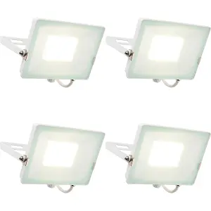 4 PACK Outdoor Waterproof LED Floodlight - 50W Cool White LED - Matt White