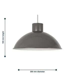 First Choice Lighting Domed Grey Easy Fit Metal Pendant Shades