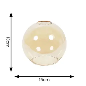 ValueLights Bellamy Small Easy Fit Amber Glass Globe Lampshade Ceiling Light Shade - Bulb Included