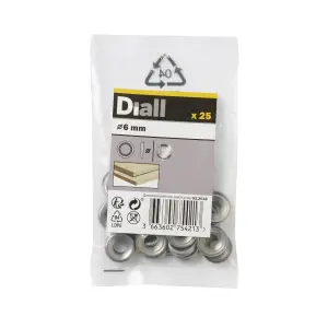 Diall M6 Stainless steel Screw cup Washer, (Dia)6mm, Pack of 25