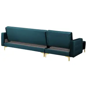 Corner Sofa ABERDEEN Teal Velvet Right Hand