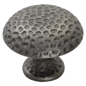 Dimpled Mushroom Cupboard Door Knob 38mm Dia Antique Steel Cabinet Handle