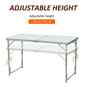 Outsunny 4ft Aluminium Portable Folding Camping Picnic Table Outdoor Garden