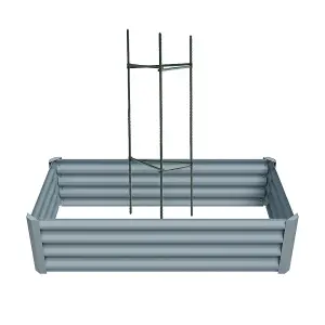 Grey Rectangular Galvanized steel Garden Flower Bed 120cm W x 60cm D x 30cm H