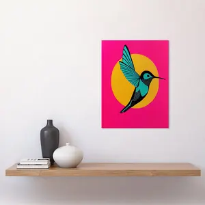 Vibrant Retro Pop Art Hummingbird - Print Unframed / 40.5cm H x 30.5cm W x 0.2cm D