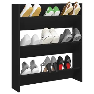 Berkfield Wall Shoe Cabinet Black 80x18x90 cm Engineered Wood